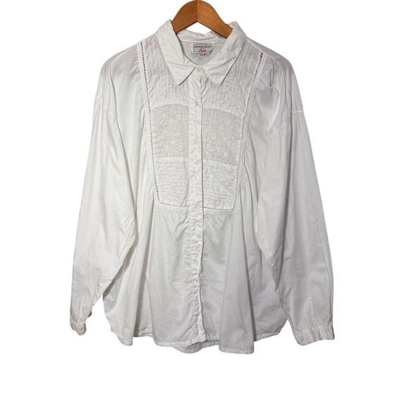 Cotton Ginny Plus Vintage White Button Down Long S|leeve Shirt Size 3x - Picture 1 of 11